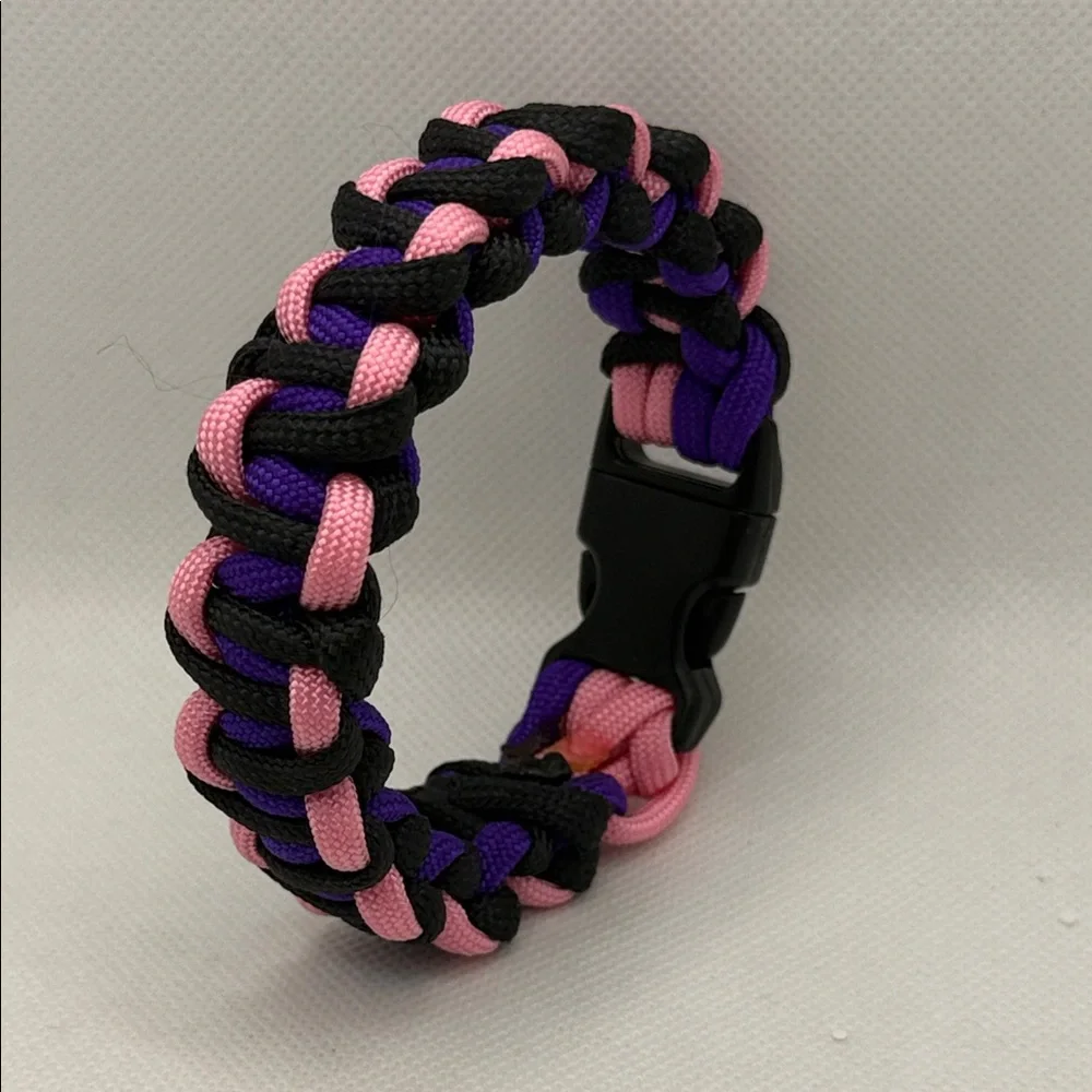 Handmade Pink, Purple, and Black Paracord Dog Collar